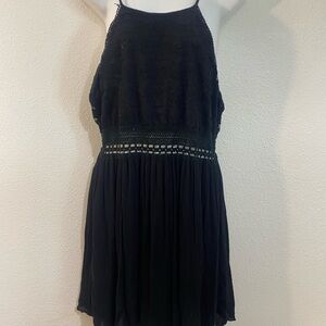 NWT Lace bodice and open weave macrame waist adjustable spaghetti strap sundress